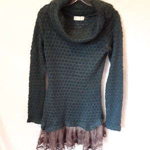 Altar'd State teal grey open weave cowl dress